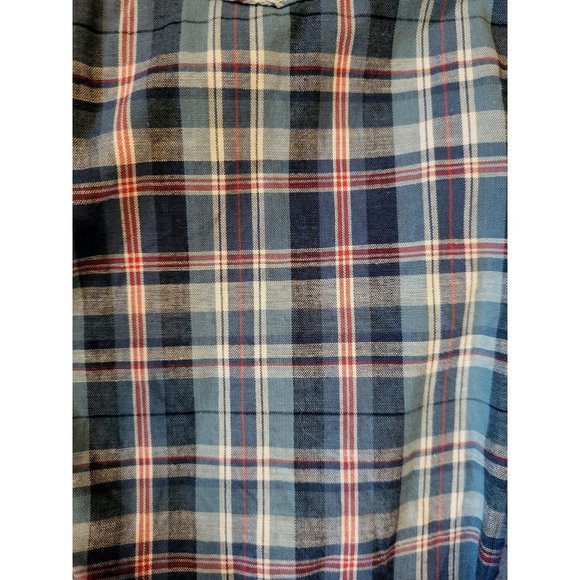 Mens Duluth Trading Blue Plaid Long Sleeve Button Up Shirt Sz L Tall Trim Fit - Picture 3 of 5